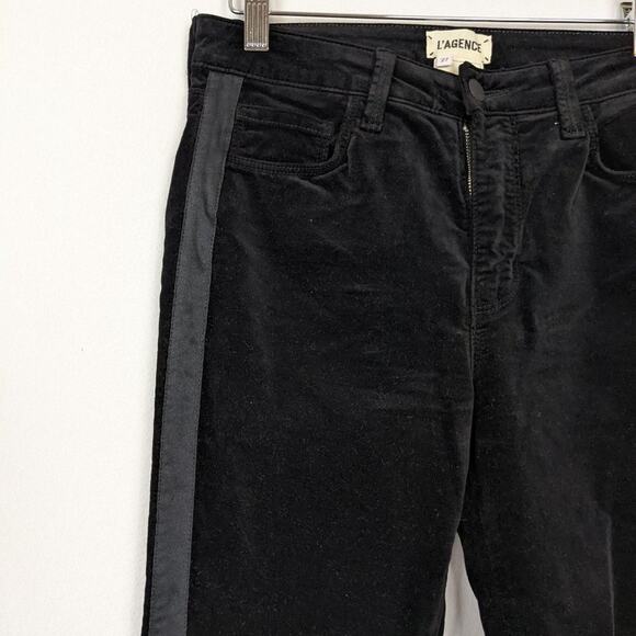 L'AGENCE Margot Velvet High-Rise Tuxedo Stripe Skinny Jeans Size 27 - Picture 5 of 9